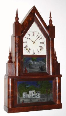 C.1860, E. N. Welch (at the Establishment of J. C. Brown), steeple on steeple, 8-day time and gong strike. — Antique Clocks Price Guide