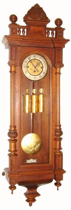 C.1910, German, JUNGHANS, 3-Wt Grand Sonnerie, Vienna Regulator, in the Alt Deutsch style, all original, including matched floral engraved weights, dial center and pendulum. — Antique Clocks Price Guide