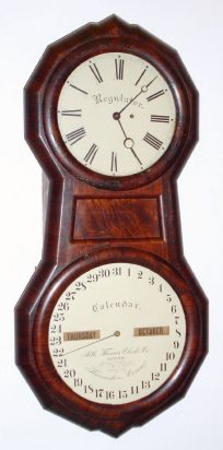 C.1875, Seth Thomas Clock Co., OFFICE CALENDAR No. 1, in rosewood, double dial perpetual calendar, 8-day weight driven. — Antique Clocks Price Guide
