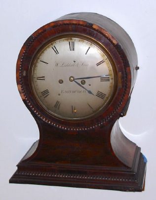 C.1850, English, Balloon-shaped Shelf Clock, fusee movement, mahogany case with silvered dial and 8-day time and bell strike. — Antique Clocks Price Guide
