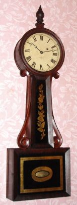 C.1850, George D. Hatch, N. Attleboro, Mass, Banjo clock with 8-day time, weight movement.. — Antique Clocks Price Guide