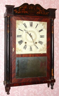 C.1835, Porter, Carter and Co., Otis, Mass, Pillar and splat short-drop shelf clock with 30-hr time and strike wood movement. — Antique Clocks Price Guide
