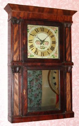 C.1835, Northrop and Smith, Goshen, Conn., Pilaster and cornice top shelf clock with 30-hr time and strike wood movement. — Antique Clocks Price Guide