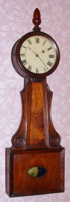 C.1850, Unknown maker, Wood panel front banjo clock, 8-day time-only, weight movement — Antique Clocks Price Guide