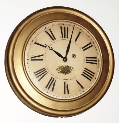 C.1850 Brewster and Ingrahams, Bristol, Conn:  Large gallery clock with 8-day time-only "east-west" movement. — Antique Clocks Price Guide