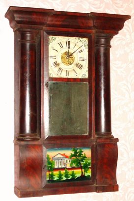 C.1841, H. Welton and Co., Terrysville, Conn, Hollow column and cornice shelf clock with 30-hr brass time and strike movement. — Antique Clocks Price Guide