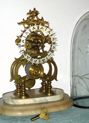 C.1890, English, Skeleton Timepiece, with cracked dome, single fusee on a marble base. — Antique Clocks Price Guide