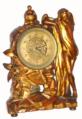 C.1810, Austrian, Gilt Wood Figural clock, one day, time and gong strike. — Antique Clocks Price Guide