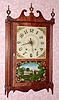 C.1825, (dated label) Mark Leavenworth and Son, Waterbury, Conn: Pillar and scroll shelf clock with 30-hr time and strike wood movement. 