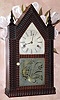C.1850, Forestville Manufacturing Co., Bristol, Conn., miniature ripple steeple clock with its original signed 30-hr time and strike movement. 