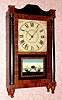 C.1830, Norris North, Torrington, Conn, Pillar and splat short-drop shelf clock with 30-hr time and strike, wood movement. 
