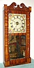 C.1832 Abner Jones, East Bloomfield, NY, Carved column and splat large shelf clock with 8-day time and strike brass movement. 