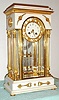 C.1895, France, S. Marti, White Marble and Ormolu 4-glass "Crystal Regulator", with the 12 Zodiac signs surrounding the porcelain dial, cast lions on each side of the case, and with 2-vial compensating pendulum intact. 