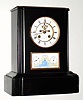 C.1880, French, Bright and Sons, Paris, Double Dial Calendar clock, the calendar in rectangular form below the dial and with phases of the moon showing between the day and date (both penny moon and arrow to age in moon in days), in a Belgian black slate case. 