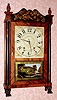 C.1828, Moses Barrett, Yarmouth, N.S.: Short-drop column and splat shelf clock with 30-hr time and strike wood movement, rare Canadian label. 