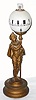 C.1890, French figural "night" clock. Statue of a young man in court dress, with a glass globe, chimney, oil cup and wick holder, 8-day platform mov't. 