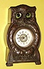 C.1900, German, Animated "Owl" Timepiece (eyes move to center and out again), one day duration, wooden case box with cast and bronzed owl body attached at front. 