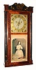 C.1830, Silas Hoadley, FRANKLIN CLOCK, stenciled column and splat, 30 hour wood, with alarm. 