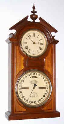 C.1870, Ithaca Calendar Clock Co., New York, "No. 8, Shelf Library" (older model) in walnut, 8-day time and strike, restored. — Antique Clocks Price Guide
