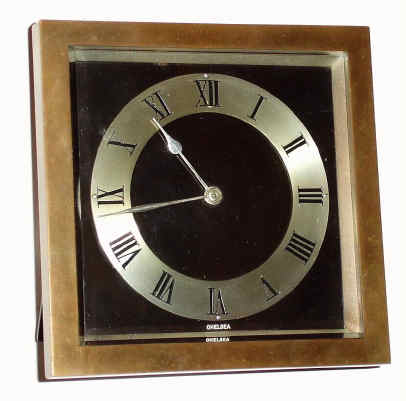 C.1927, Chelsea Clock Co., Square deco style desk timepiece with rear wind and set movement, serial number 185098 — Antique Clocks Price Guide
