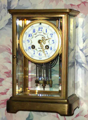 C.1900, French, Japy, for Bigelow, Kennard and Co, Boston, 4-glass crystal regulator, with porcelain dial, and compensating 2-vial pendulum. — Antique Clocks Price Guide