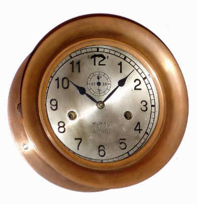 C.1930, Seth Thomas, Cast Brass ENGINE ROOM timepiece, 8-day double wind, made for Aston Valve Co., Boston, Mass. — Antique Clocks Price Guide