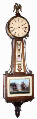 C.1925, E. Howard and Co., Boston, Model 95, weight driven banjo of solid mahogany with original dark finish, 8-day. — Antique Clocks Price Guide