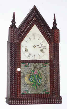 C. 1848, J. C. Brown, Forestville Manufacturing Co., Bristol, Conn., miniature ripple steeple clock with its original signed 30-hr time and strike movement. — Antique Clocks Price Guide