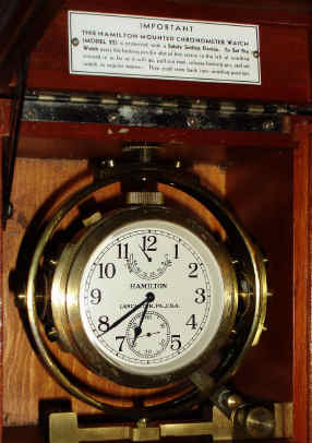 C.1944 (dated), Hamilton Watch Co, Lancaster, PA, Model 22, chronometer Deck Watch, in a full gimbal mahogany box, and also with outer carry box, serial No. 583. — Antique Clocks Price Guide