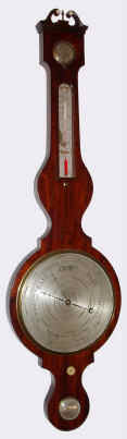 C.1840, English, F. Karn, Ampthill, Banjo Barometer, less mercury, glass tube intact, with hygrometer and spirit level. — Antique Clocks Price Guide