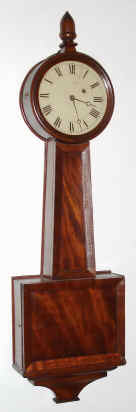 C.1850, Attleboro Banjo Clock, in a closed mahogany case, 8-day weight driven. — Antique Clocks Price Guide