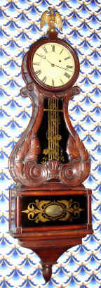 C.1850, Massachusetts Lyre over Box banjo clock, weight driven, 8-day. — Antique Clocks Price Guide