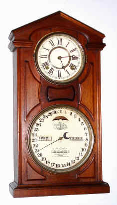 C.1874, Ithaca Calendar Clock Co., "Ithaca No. 7 Shelf Cottage", 8-day time/strike calendar clock. — Antique Clocks Price Guide