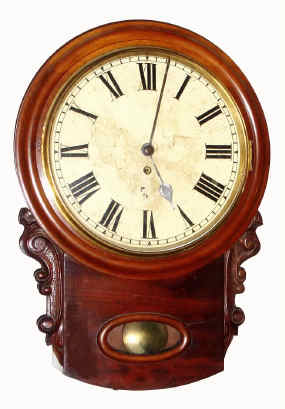 C.1900, English, 8-day, round drop, single fusee timepiece, or school clock. — Antique Clocks Price Guide