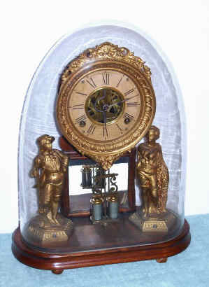 C.1880 Ansonia Clock Co, "Crystal Palace No. 1 Extra", 8-day time/strike mantel clock with glass dome. — Antique Clocks Price Guide