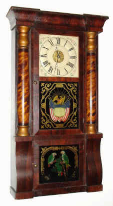 C.1868, Seth Thomas Clock Co., "Shell Column and Cornice", rosewood case, 2-wt gong strike, lyre movement, signed ST-Plymouth. — Antique Clocks Price Guide