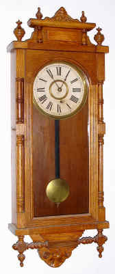 C.1900 Ansonia Clock Co., NY, QUEEN ELIZABETH, 8 day, time only oak wall clock. — Antique Clocks Price Guide