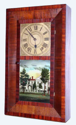 C.1840, Alfred Lowrey, Bristol, Conn, 30 hour wooden works, bevel front, restored. — Antique Clocks Price Guide