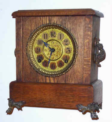 C.1912, Sessions Clock Co., JEWEL, oak cased mantel clock, 8-day time and gong strike with half hour bell. — Antique Clocks Price Guide
