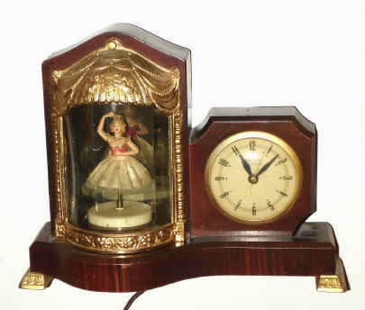 C.1935, United Clock Co., Brooklyn, NY, 110v musical novelty with Ballerina and night lite. — Antique Clocks Price Guide