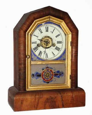 C.1870, Gilbert Mfg, COMET, oct top, time, strike and alarm cottage clock in rosewood, 30-hour. — Antique Clocks Price Guide