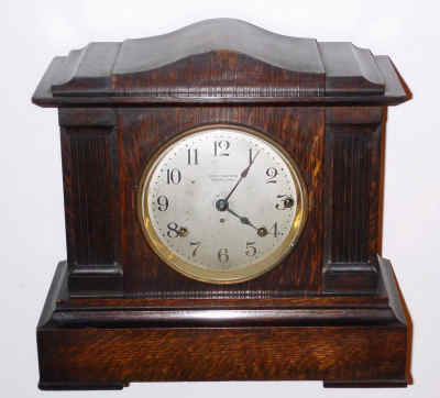 C.1914, Seth Thomas Clock Co., Chime Clock No. 51, 4 bell Sonora chime in fumed oak veneer. — Antique Clocks Price Guide