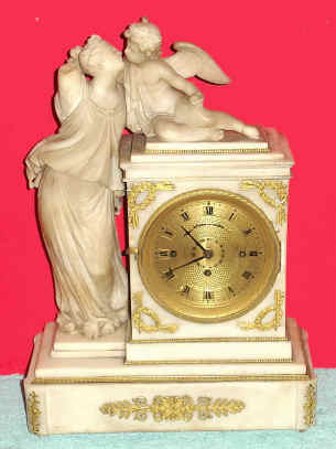 C.1810, Austrian, Roger, Wien, Figural clock of alabaster, with grand sonnerie movement with central calendar, 2-day. — Antique Clocks Price Guide