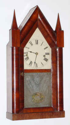 C.1845, Terry and Andrews, Bristol, Conn, 1-day steeple clock, full size, with a super Fenn tablet. — Antique Clocks Price Guide