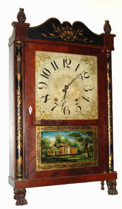 C.1832, Olcott Cheney, Middletown, Conn., 30-hour time/strike wood movement half column and splat shelf clock. — Antique Clocks Price Guide
