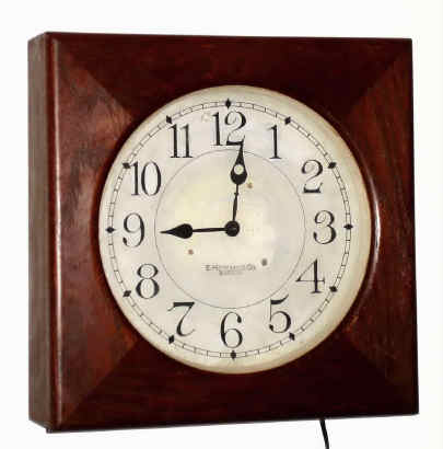 C.1915, E. Howard and Co., Oak slave clock case now with a "Synchron" electric movement, 110v. — Antique Clocks Price Guide