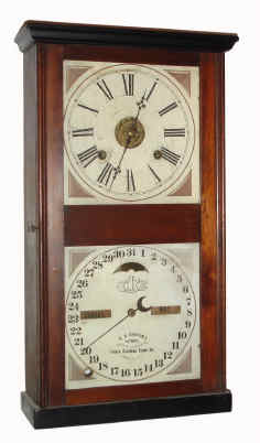 C.1874, Ithaca Calendar Clock Co., "No. 10 Farmer's", 8-day time/strike/alarm calendar mantel clock. — Antique Clocks Price Guide