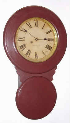 C.1892, Baird Clock Co., Plattsburgh, NY, former ad clock now with lettering removed and both doors sanded and painted brown. — Antique Clocks Price Guide