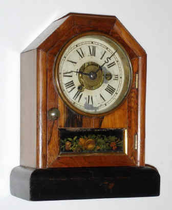 C.1879, Seth Thomas, [Thomaston], mini oct top cottage clock, with type E movement, 1-day, time and alarm. — Antique Clocks Price Guide