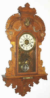 C.1899, Seth Thomas, for a sales promotion company in Kansas City, MO (label on rear), hanging, 8-day time, strike and alarm. — Antique Clocks Price Guide